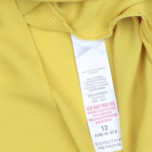 Dorothy Perkins Women Yellow Long Sleeve Tunic Blouse UK 12