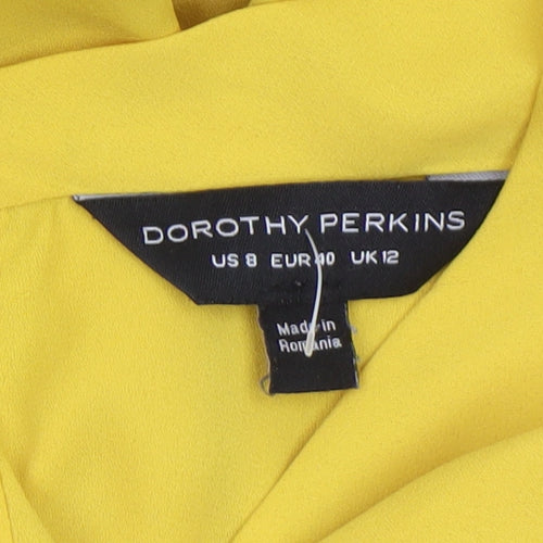 Dorothy Perkins Women Yellow Long Sleeve Tunic Blouse UK 12