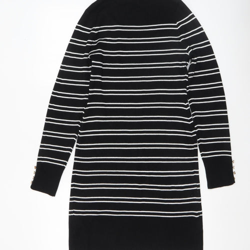 New Look Women’s Black Striped Knit Bodycon Dress Size 14