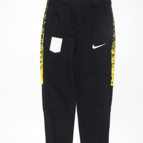Nike Boys Black Dri-FIT Jogger Trousers 10-12 Years Quick Dry Activewear