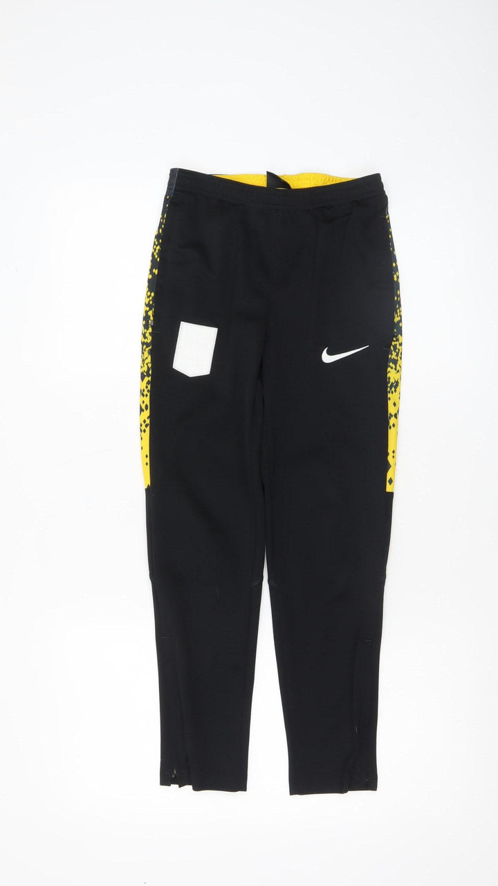 Nike Boys Black Dri-FIT Jogger Trousers 10-12 Years Quick Dry Activewear
