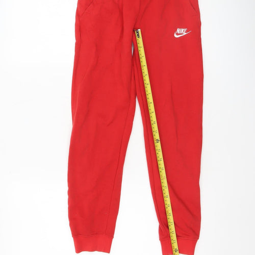 Nike Boys Red Jogger Trousers Size 10-11 Years Cotton Blend Fleece