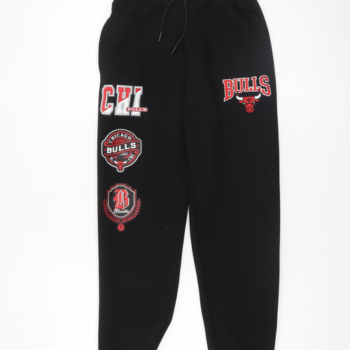 NBA Boys Black Jogger Sweatpants 11-12 Years Chicago Bulls Logo