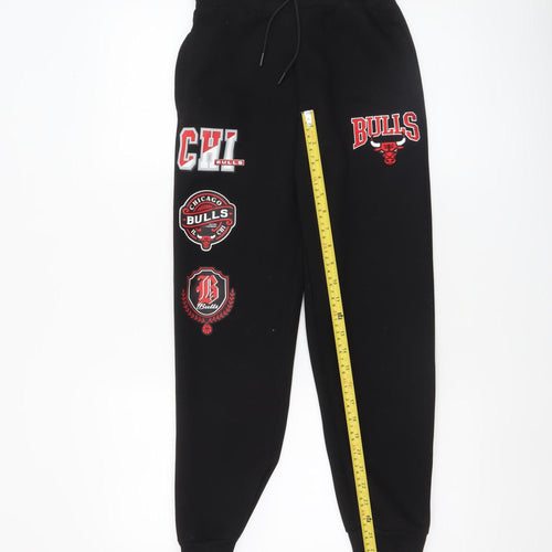 NBA Boys Black Jogger Sweatpants 11-12 Years Chicago Bulls Logo