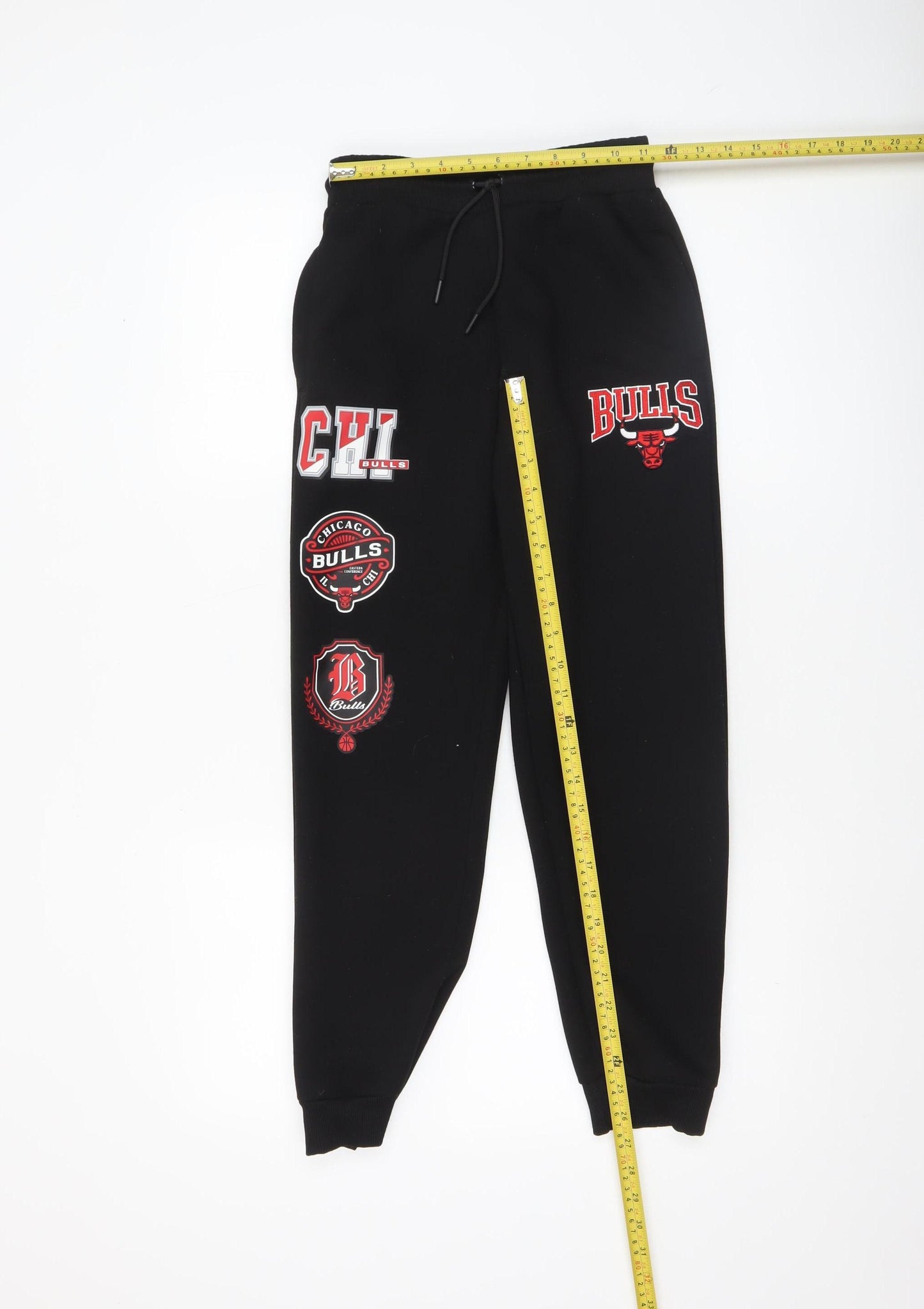 NBA Boys Black Jogger Sweatpants 11-12 Years Chicago Bulls Logo