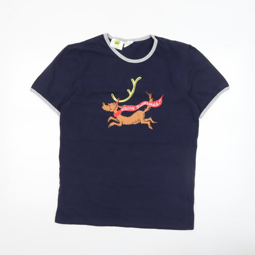 Cotton On The Grinch Men's Blue Christmas Graphic T-Shirt Size S