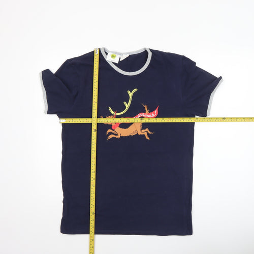 Cotton On The Grinch Men's Blue Christmas Graphic T-Shirt Size S
