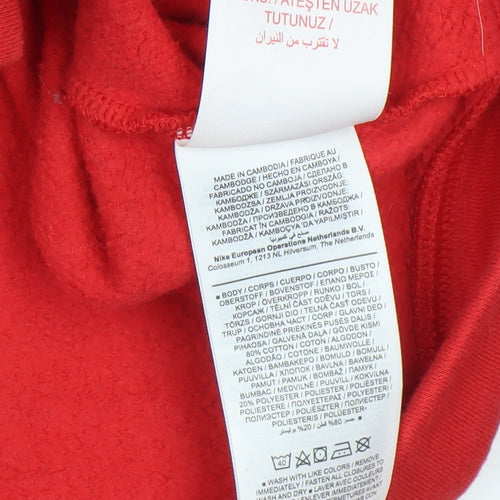 Nike Boys Red & Black Full Zip Hoodie Size 137-147cm Cotton Blend