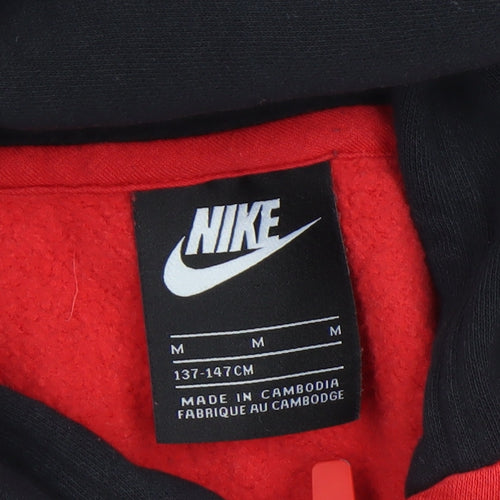 Nike Boys Red & Black Full Zip Hoodie Size 137-147cm Cotton Blend