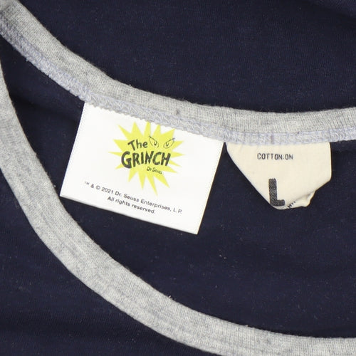 Cotton On Men’s Blue The Grinch Christmas Graphic T-Shirt Size L