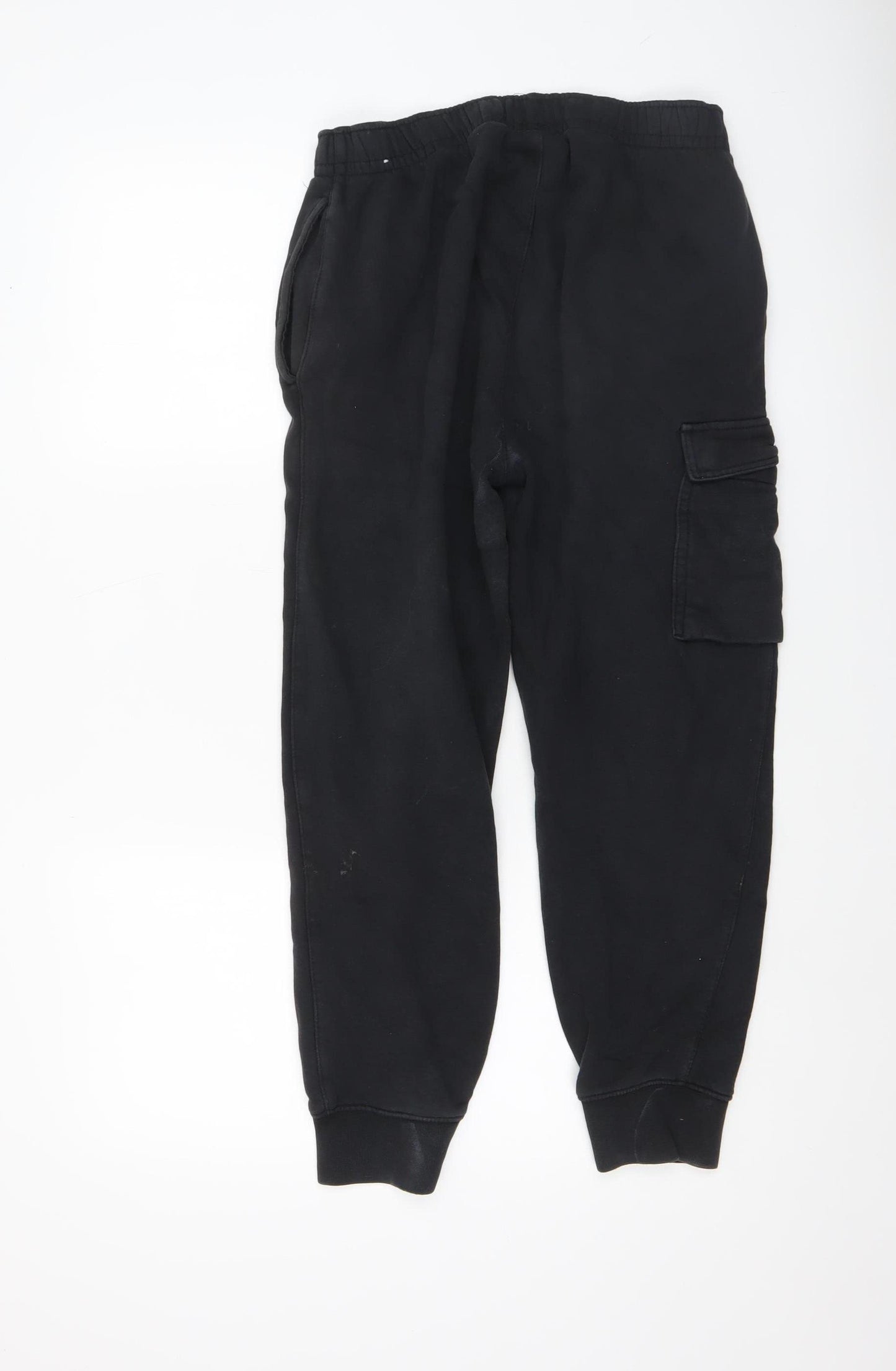 Nike Men’s Black Jogger Cargo Trousers S Small Logo Print Fleece