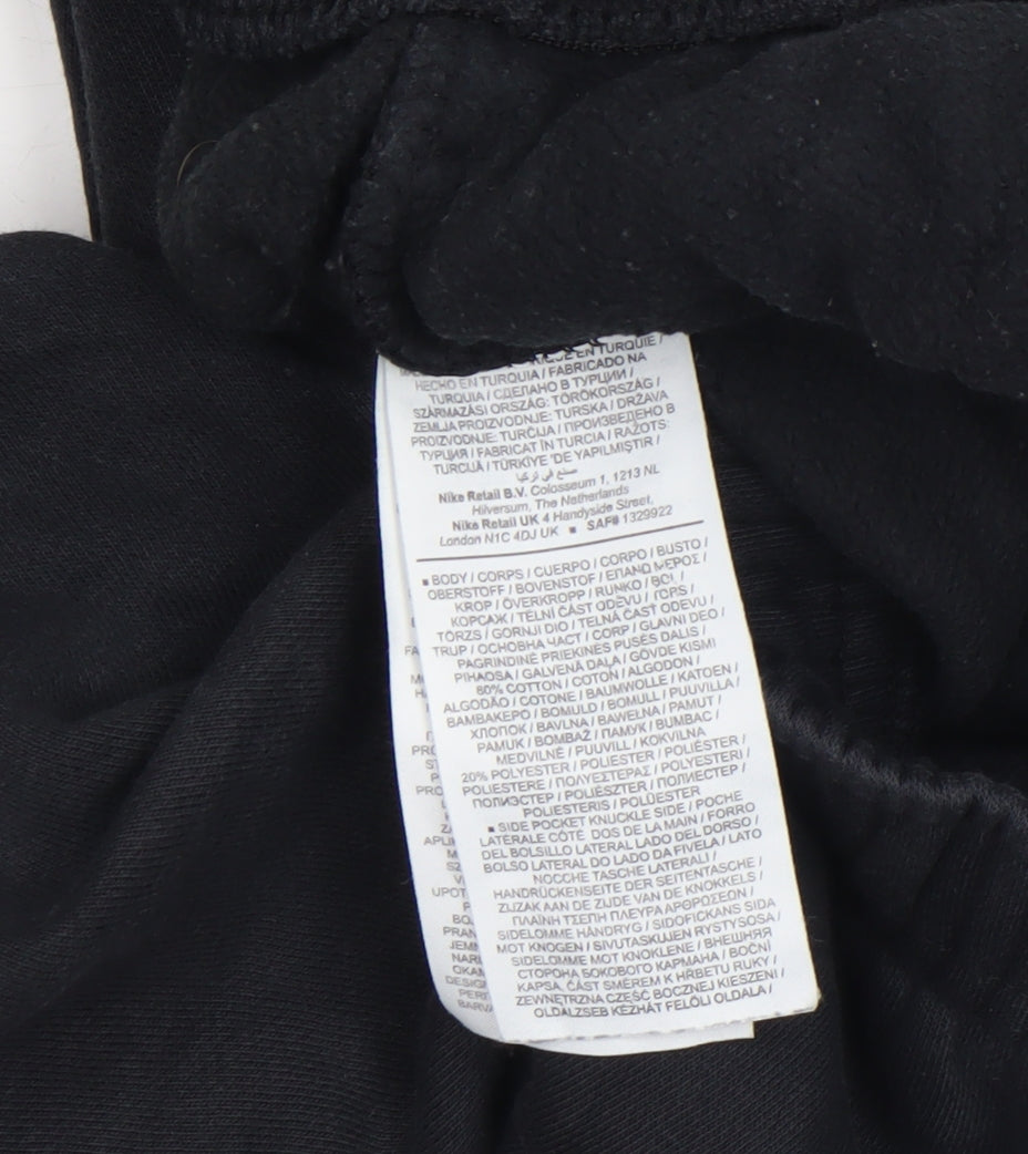Nike Men’s Black Jogger Cargo Trousers S Small Logo Print Fleece