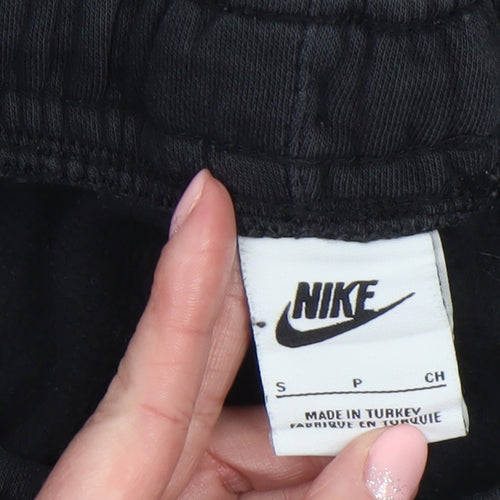 Nike Men’s Black Jogger Cargo Trousers S Small Logo Print Fleece
