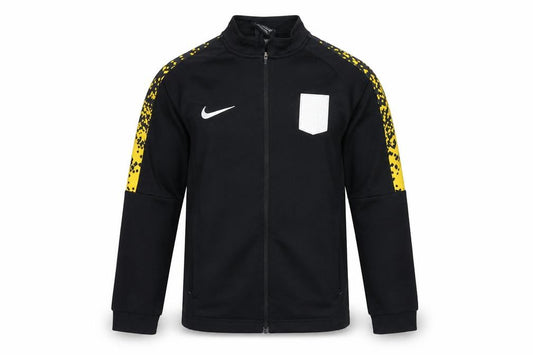 Front view of Nike boys’ black dri-fit track jacket 10-12 years full zip activewear