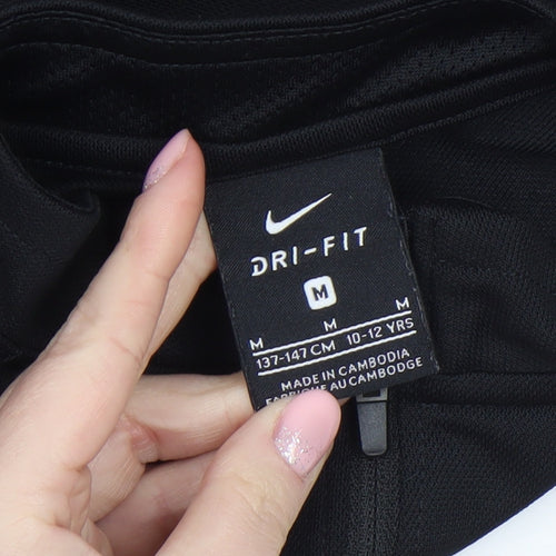 Nike Boys Black Dri-FIT Track Jacket 10-12 Years Full Zip Activewear