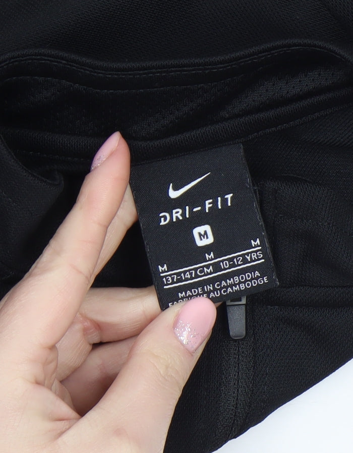 Nike Boys Black Dri-FIT Track Jacket 10-12 Years Full Zip Activewear
