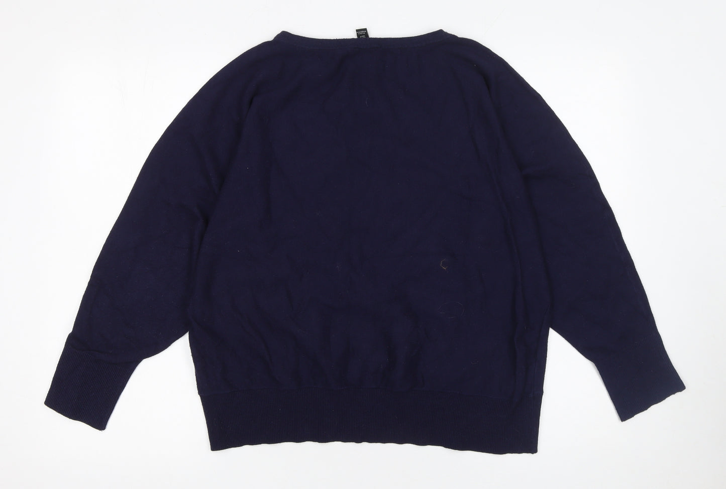 M&Co Women’s Blue Beaded Crew Neck Long Sleeve Jumper Size 18