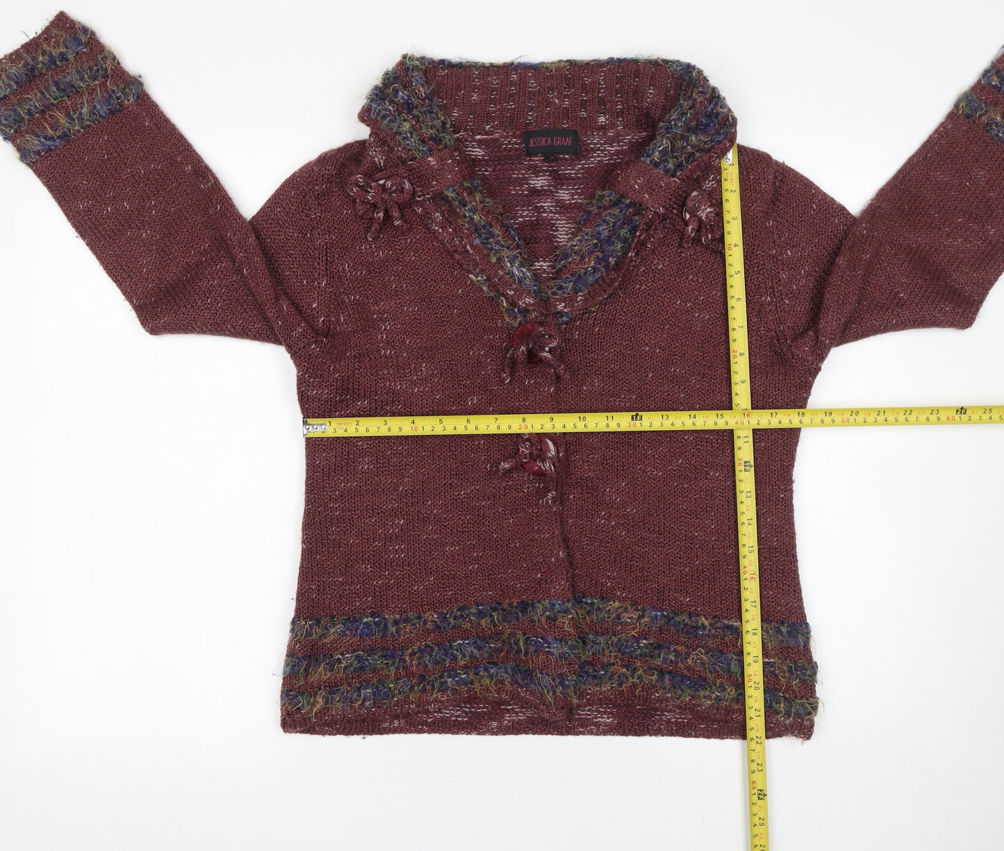 Jessica Graaf Women’s Brown Knit Cardigan M Long Sleeve Acrylic Blend
