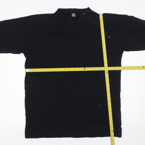 AID Men's Black XL Short Sleeve Cotton Mock Neck T-Shirt
