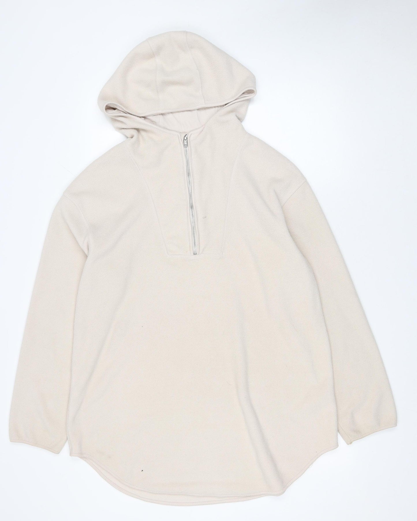 H&M Mama Beige Fleece 1/4 Zip Hooded Pullover Sweatshirt Womens S
