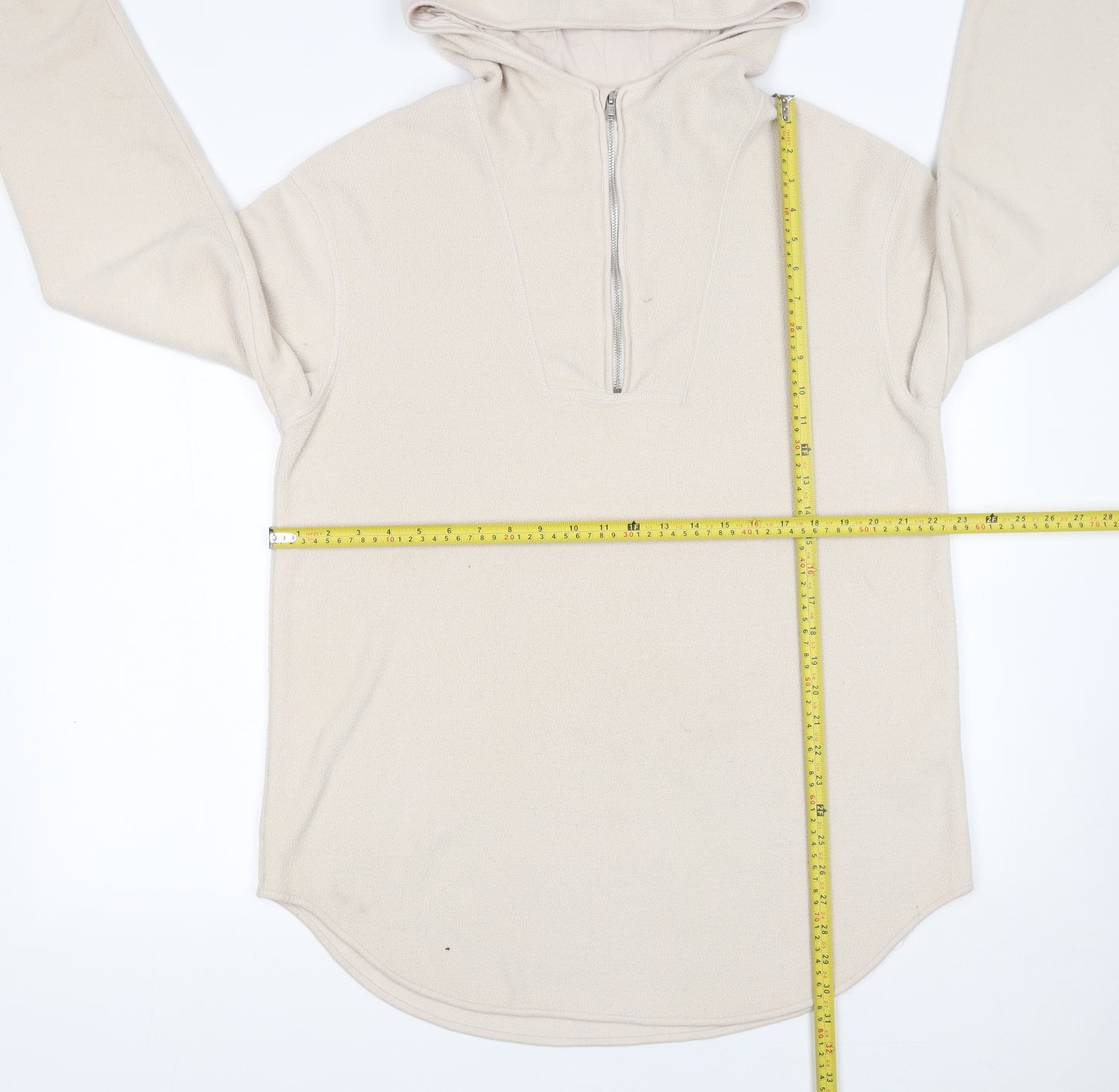 H&M Mama Beige Fleece 1/4 Zip Hooded Pullover Sweatshirt Womens S
