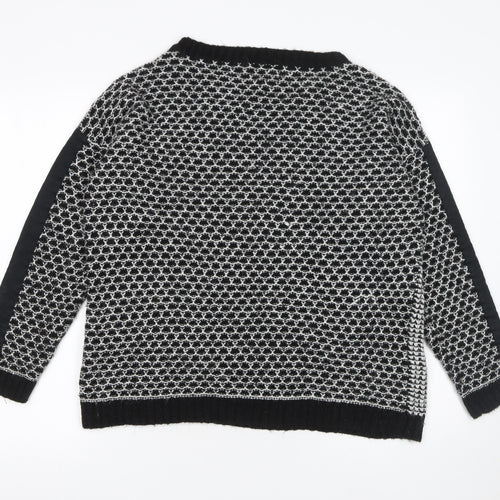 Soon Women's Black & White Patch Knit Jumper Size 14 Classic Style