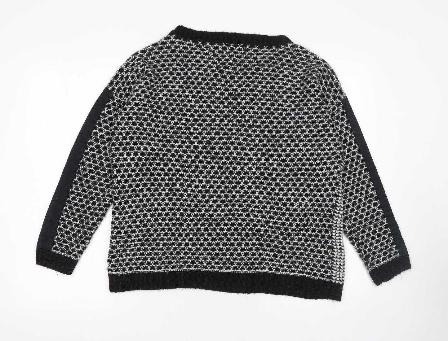 Soon Women's Black & White Patch Knit Jumper Size 14 Classic Style