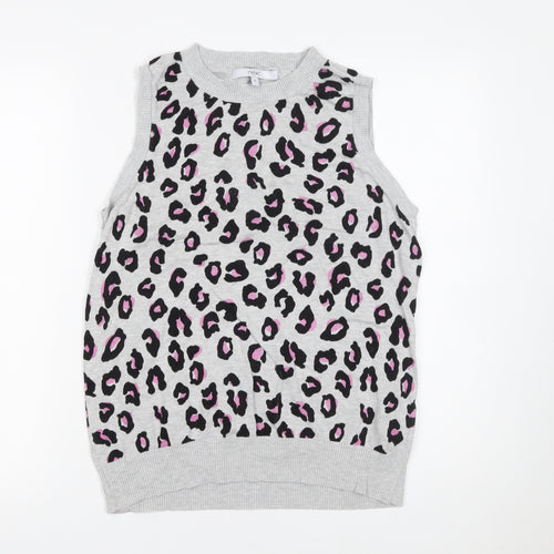 Next Women Grey Leopard Print Sleeveless Knit Vest M