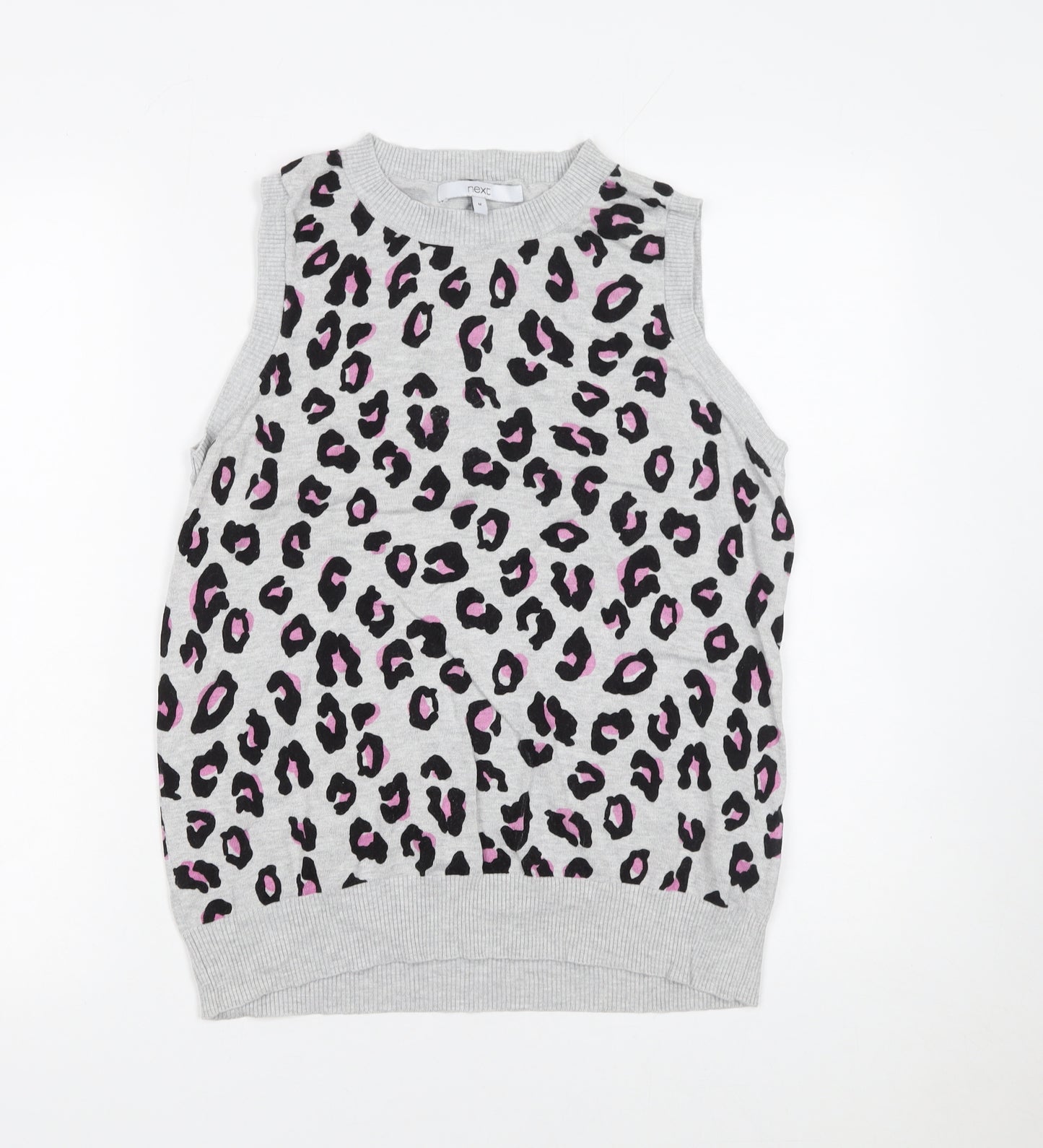 Next Women Grey Leopard Print Sleeveless Knit Vest M
