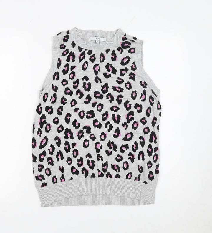 Next Women Grey Leopard Print Sleeveless Knit Vest M