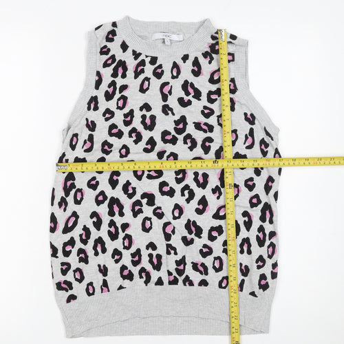 Next Women Grey Leopard Print Sleeveless Knit Vest M
