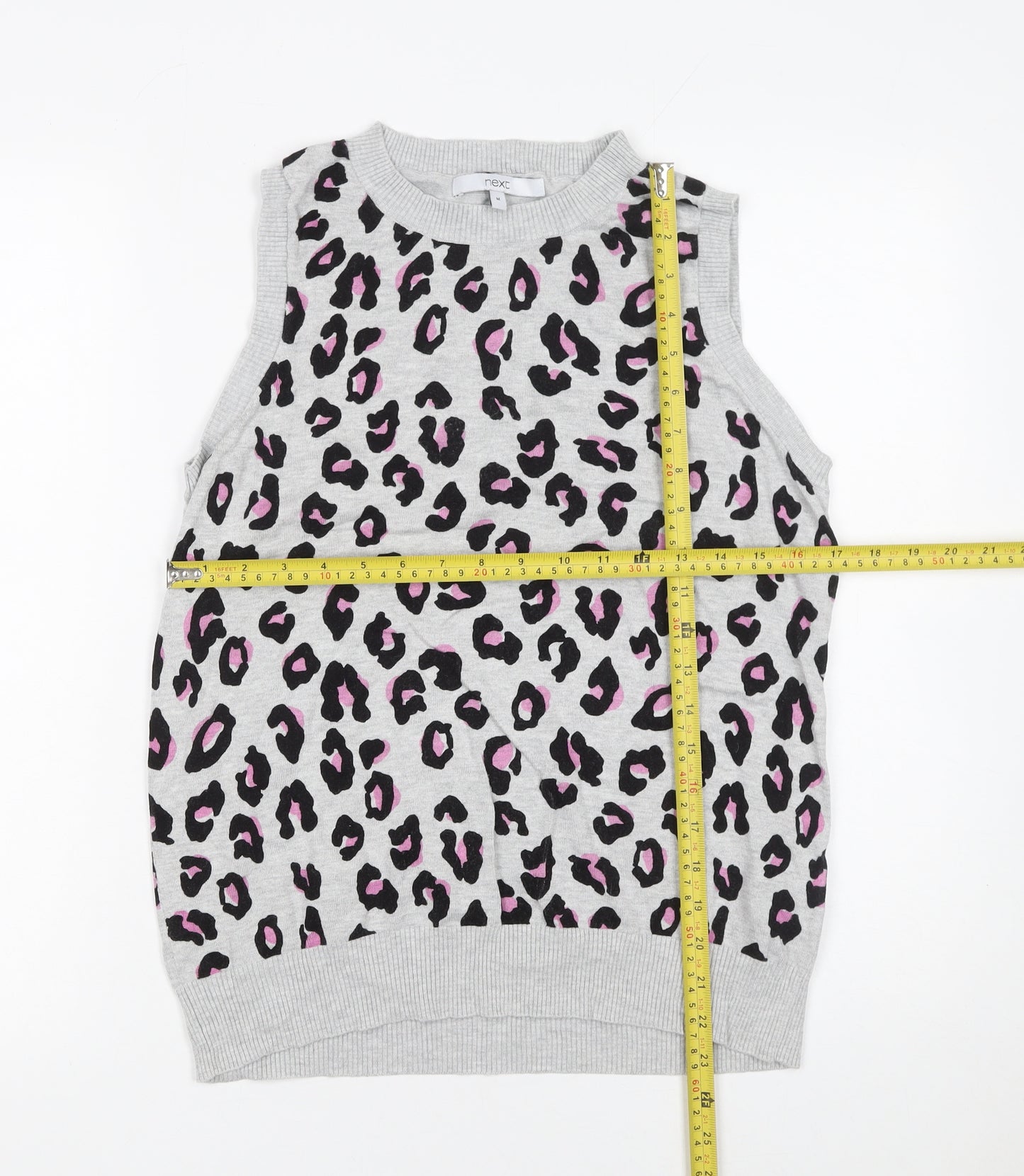 Next Women Grey Leopard Print Sleeveless Knit Vest M