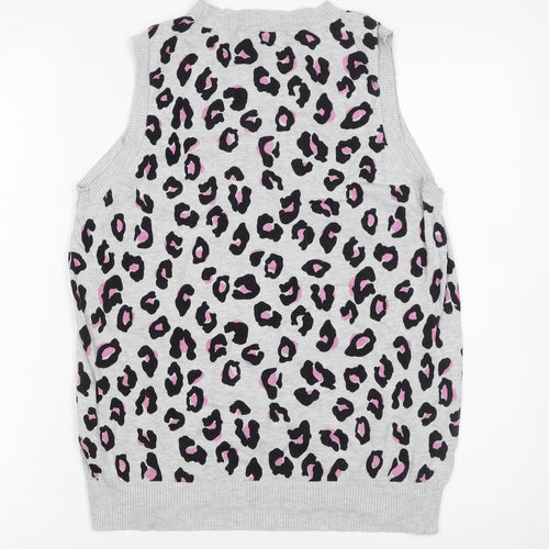 Next Women Grey Leopard Print Sleeveless Knit Vest M