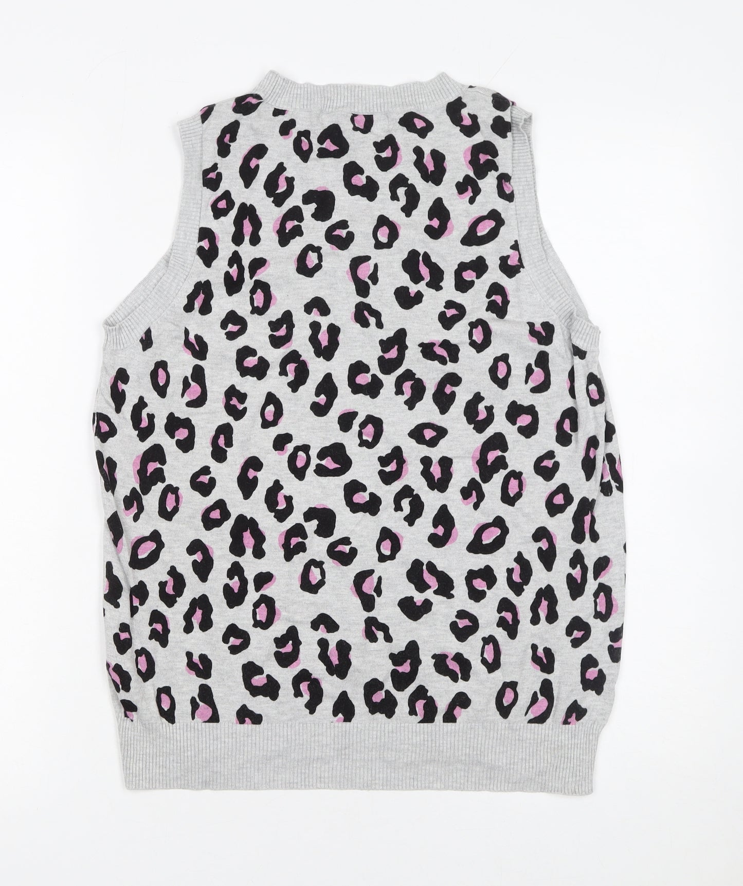 Next Women Grey Leopard Print Sleeveless Knit Vest M