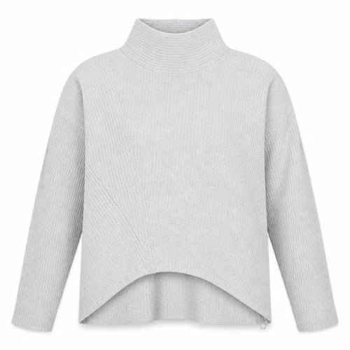 Oui Womens Grey Roll Neck Cotton Chunky Knit Jumper Size 12