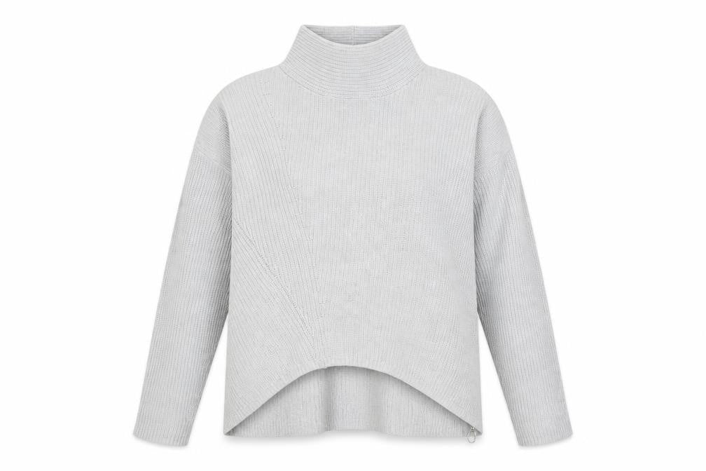 Oui Womens Grey Roll Neck Cotton Chunky Knit Jumper Size 12