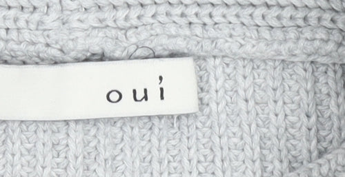 Oui Womens Grey Roll Neck Cotton Chunky Knit Jumper Size 12