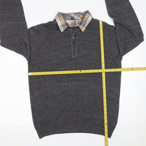 Marks and Spencer Men’s Grey Collared Henley Jumper Size L