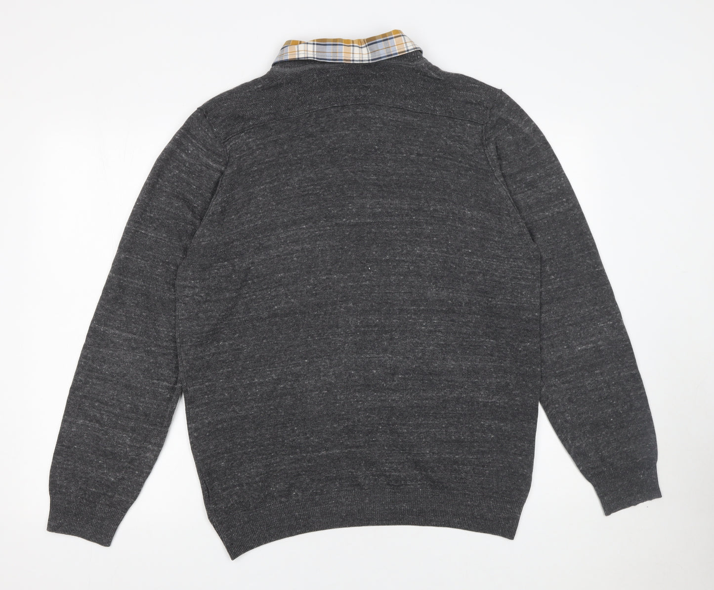 Marks and Spencer Men’s Grey Collared Henley Jumper Size L
