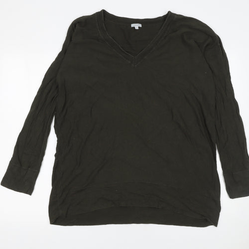 Jigsaw Women's Black V-Neck Cotton Long Sleeve Pullover Jumper Size L