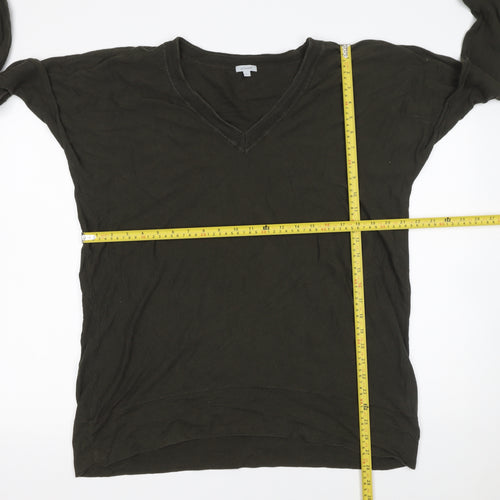 Jigsaw Women's Black V-Neck Cotton Long Sleeve Pullover Jumper Size L