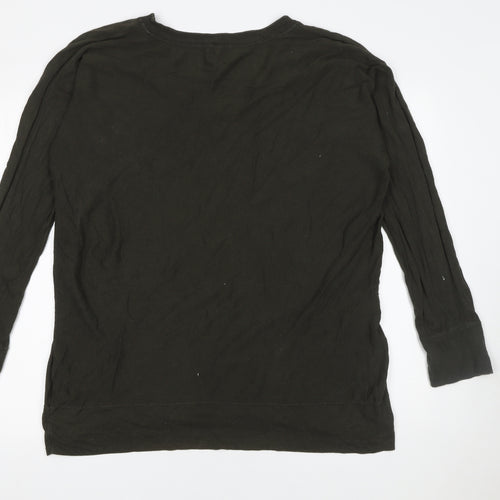 Jigsaw Women's Black V-Neck Cotton Long Sleeve Pullover Jumper Size L