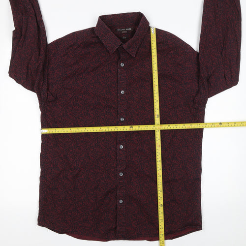 Michael Kors Men's Red Floral Slim Fit Long Sleeve Button-Up Shirt XL