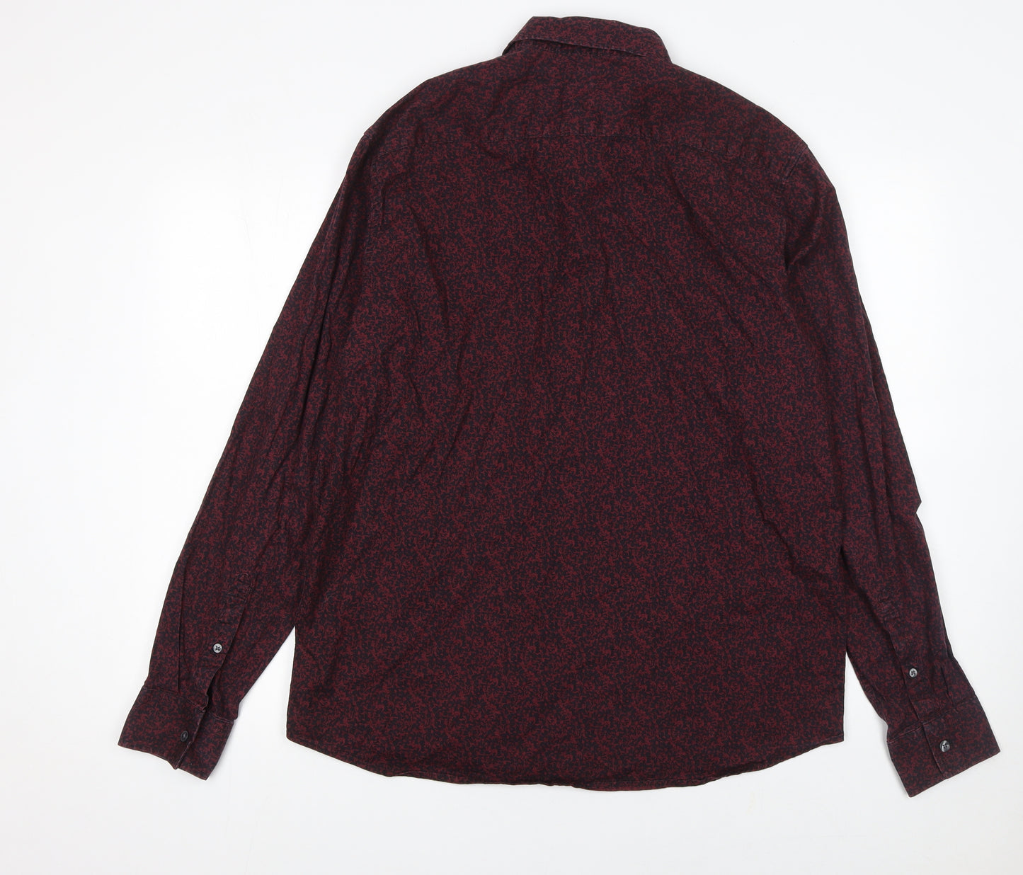 Michael Kors Men's Red Floral Slim Fit Long Sleeve Button-Up Shirt XL