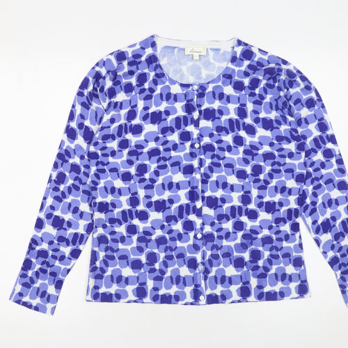 Linea Women’s Blue Geometric Lightweight Knit Cardigan Size L