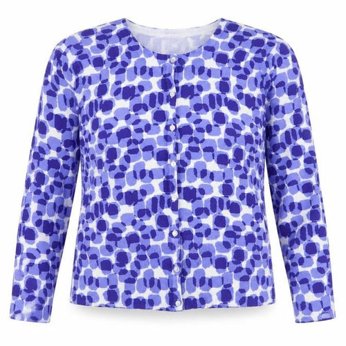 Linea Women’s Blue Geometric Lightweight Knit Cardigan Size L