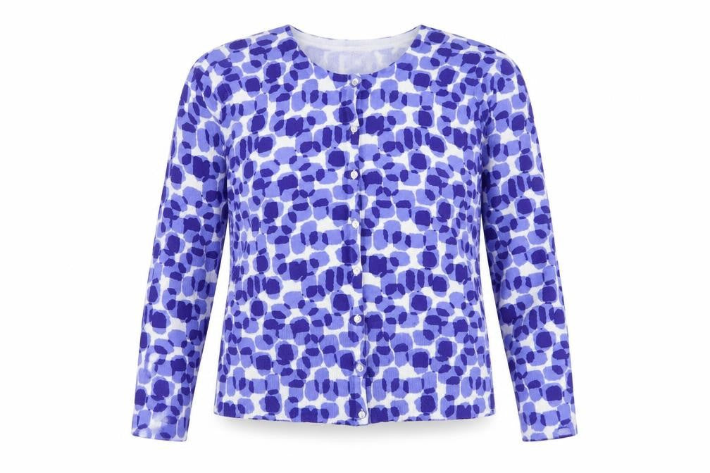 Linea Women’s Blue Geometric Lightweight Knit Cardigan Size L