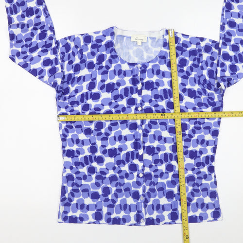 Linea Women’s Blue Geometric Lightweight Knit Cardigan Size L