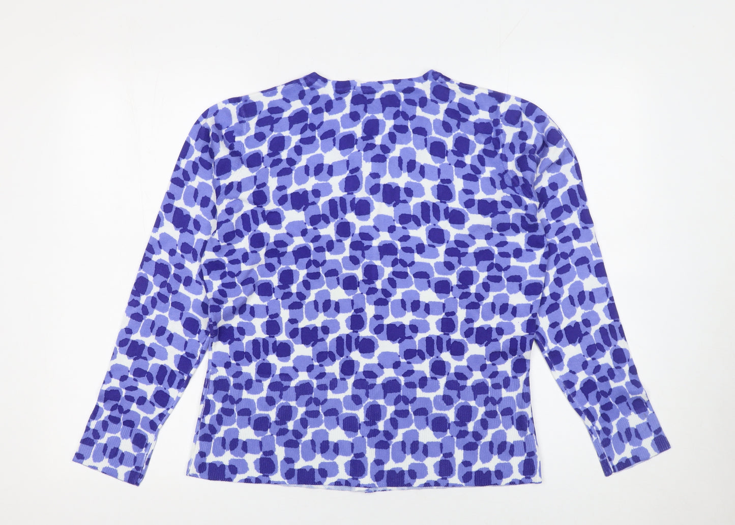 Linea Women’s Blue Geometric Lightweight Knit Cardigan Size L