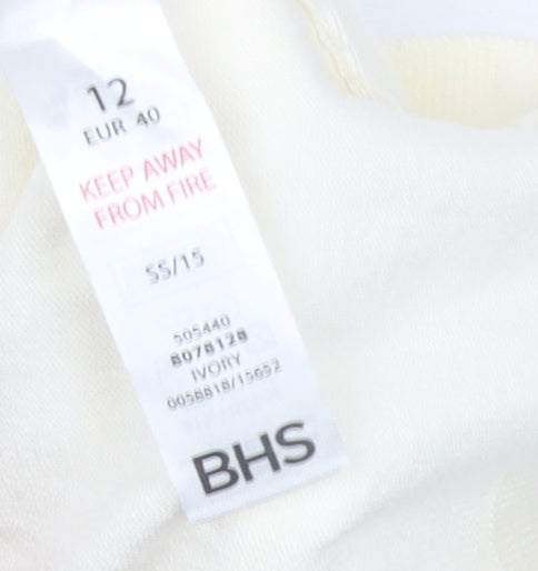 BHS Women’s Ivory Beaded Short Sleeve Knit Cardigan Size 12
